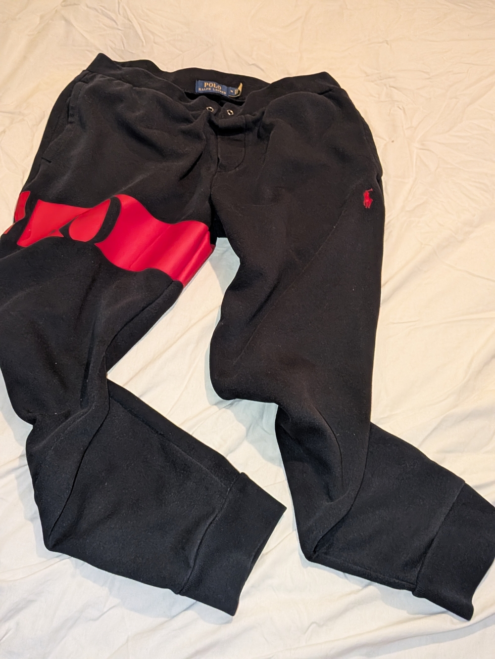 Ralph Lauren Black Sweatpants with Red Accent